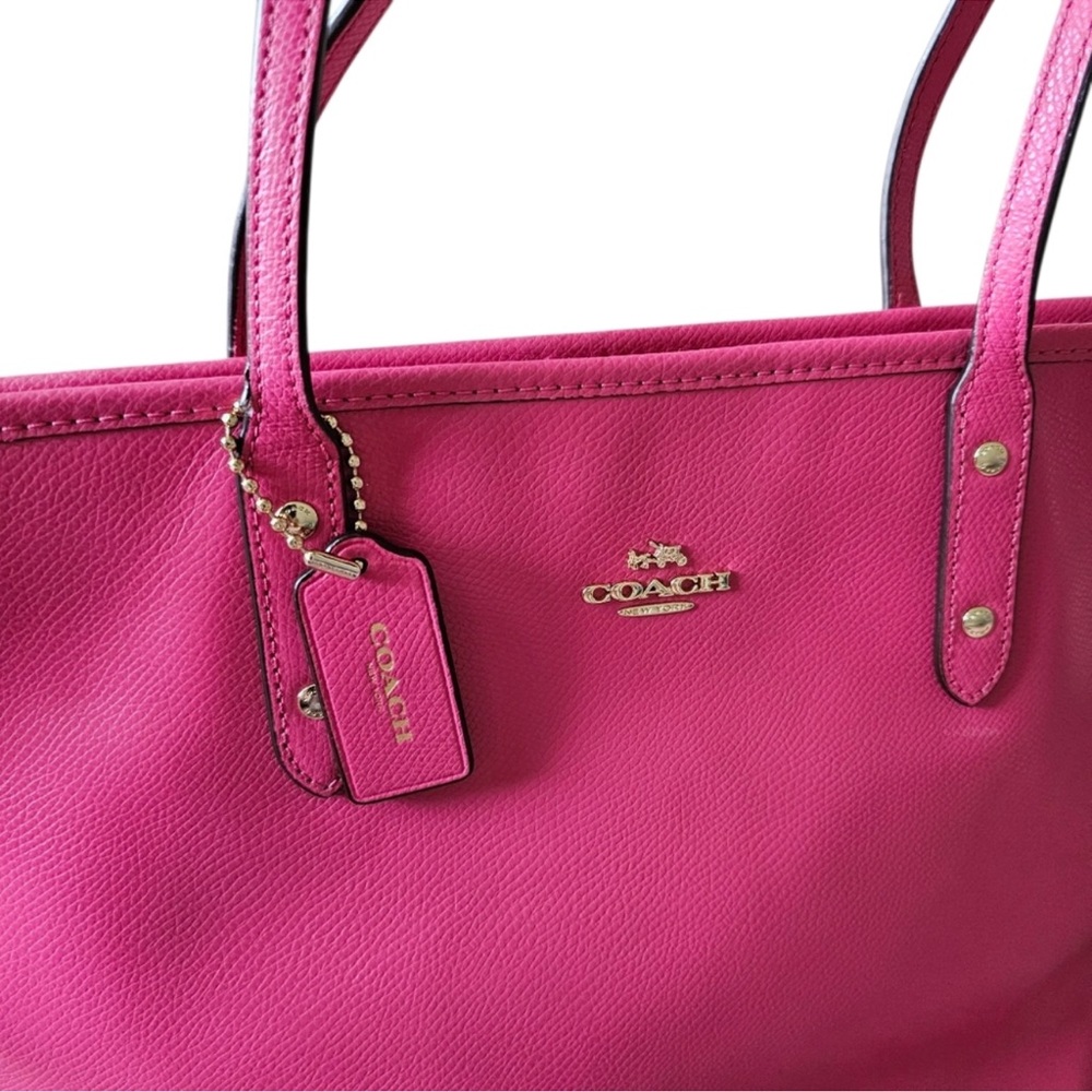 Coach Pink Leather Tote with Gold Accents